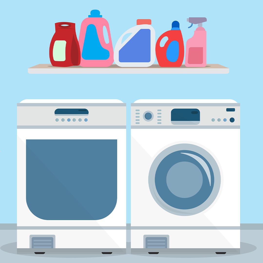 Illustration von einem Trockner und einer Waschmaschine
