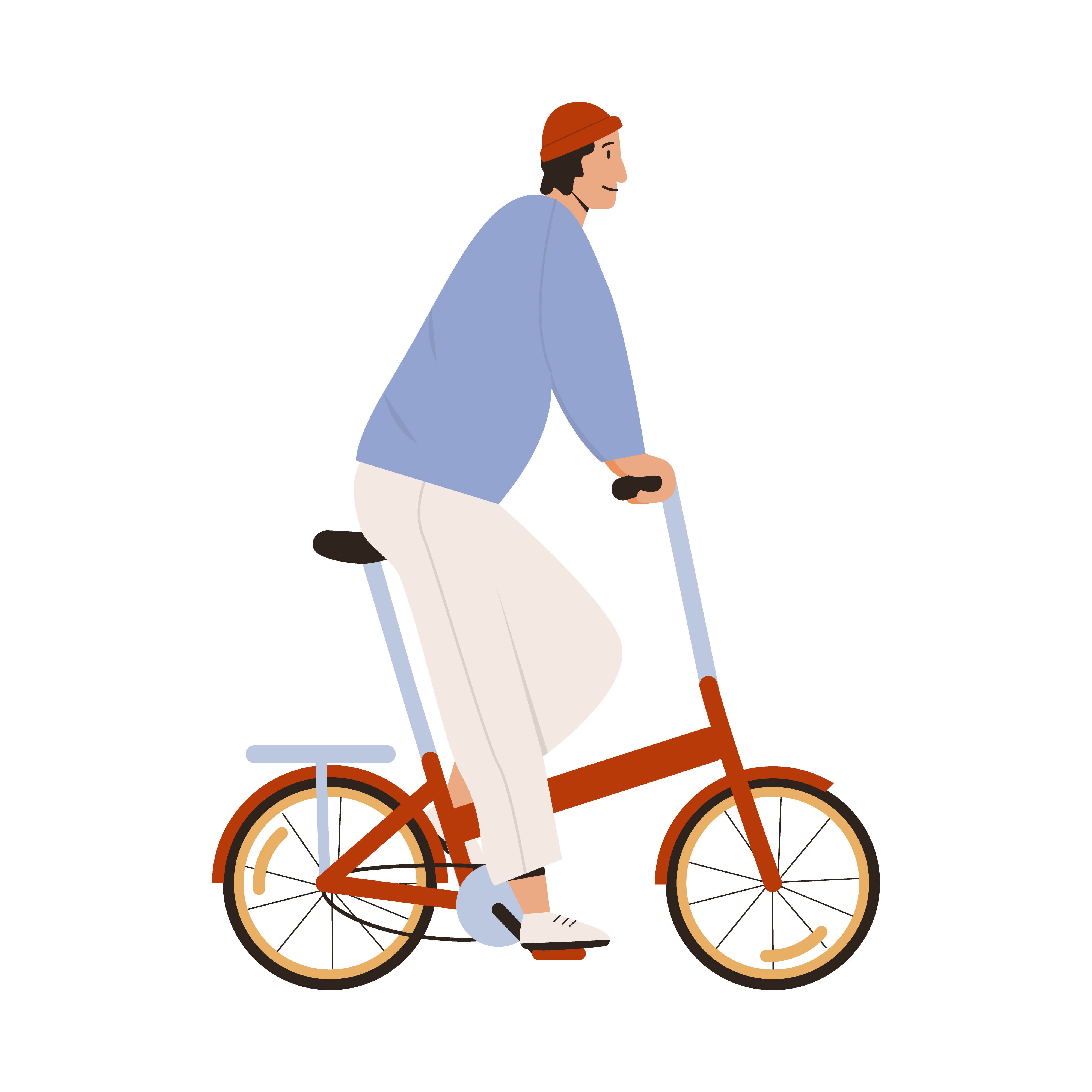Illustration von Mann auf Faltrad